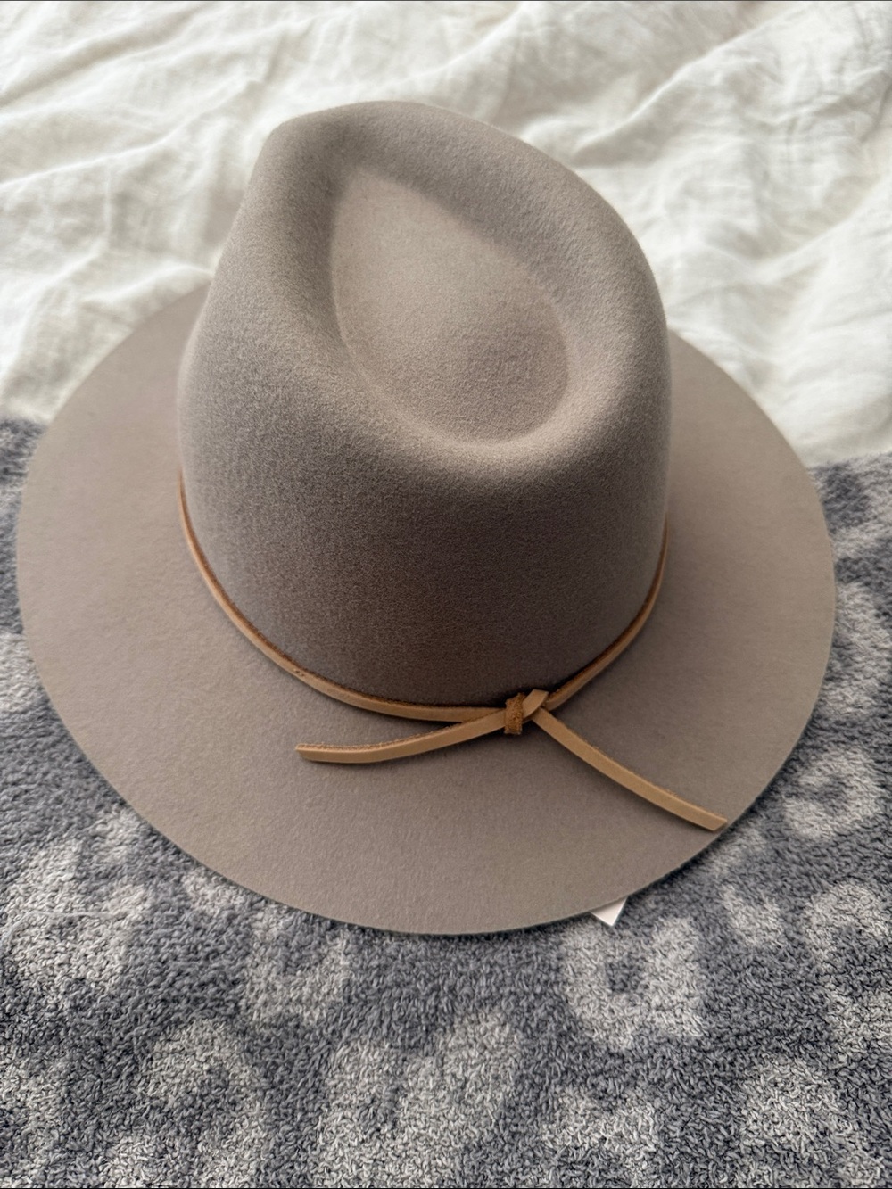 Brixton Taupe Wool Felt Fedora with Leather Band